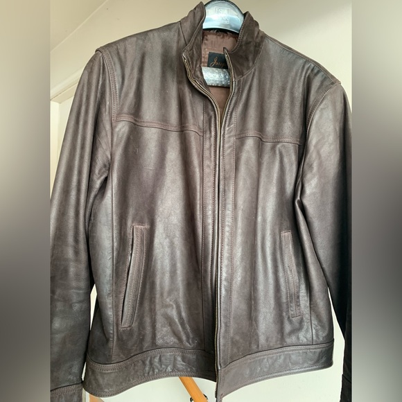 Jos Bank Brown leather jacket. Worn a handful of times. Like new - Picture 1 of 6